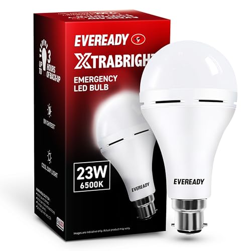 Eveready Xtrabright Emergency Rechargeable 23W LED Bulb for Power Cut | Cool Day Light (6500K) | Energy Efficient | 3 Hour Battery Backup | B22 Base - Image 1
