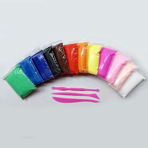 Firstly Traders 12 Color Air Dry Clay Set for Jewellery Earring Making Beginners Kit + Ice Cream Sticks Clay Rings(Basic Colors)Modelling Tools with Clay - Image 2