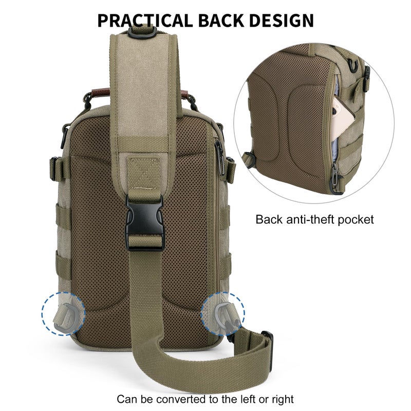 WITZMAN Sling Bag for Men Canvas Crossbody Bags Large Vintage Shoulder Bags for Men Travel, Casual, Dailyï¼ˆA8021 Blackï¼‰ - Image 5