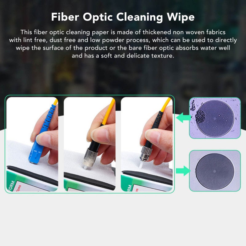 Fiber Optic Cleaning Wipe: 100-Pack Lint-Free Soft Texture - Excellent Water Absorption Scratch-Resistant Wipe for Bare Fiber Machine Cleaning, Wet Dry Use - Image 2