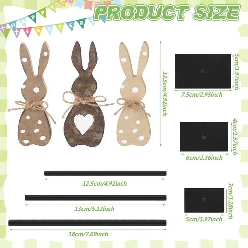 Burbell 3 Pcs Easter Bunny Wooden Table Decor Rustic Rabbit Tall Standing Sign Block Farmhouse Spring Centerpiece Easter Decor for Home Table Mantel Office Desk - Image 3
