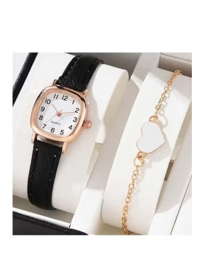 Women's Water Resistant Leather Analog Watch Set - Image 2