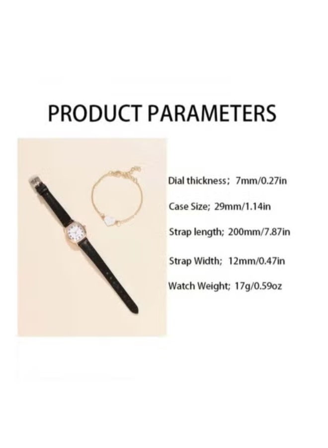 Women's Water Resistant Leather Analog Watch Set - Image 3