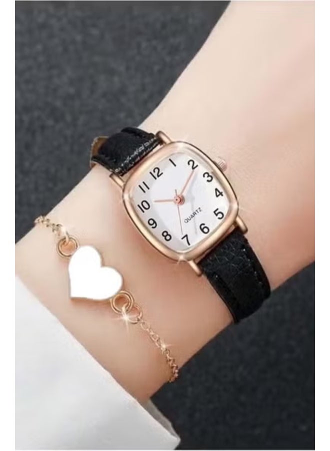 Women's Water Resistant Leather Analog Watch Set - Image 1