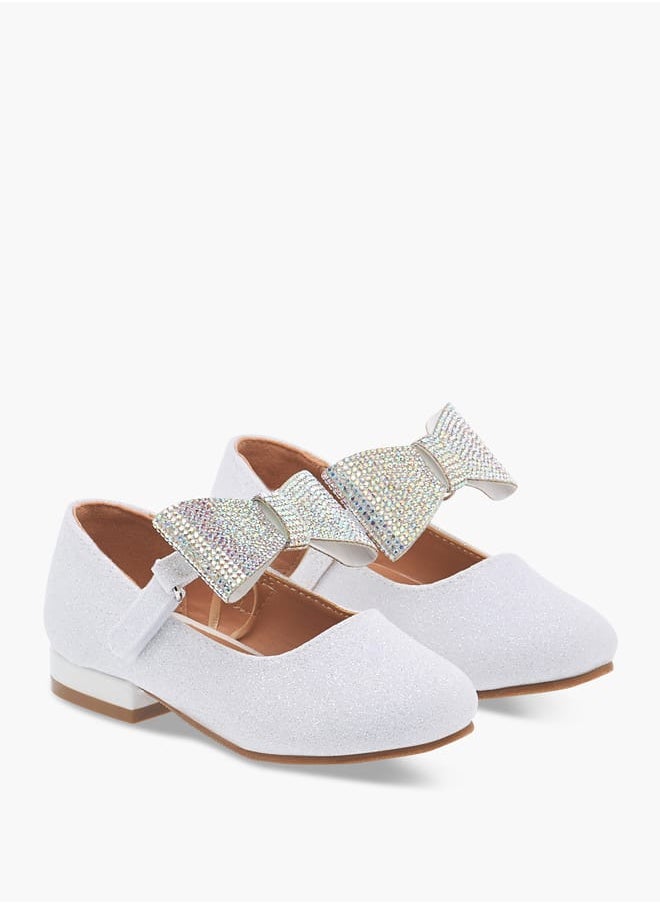 Flora Bella By Shoexpress Girls Floral Bella Bow Embellished Ballerina Shoes with Hook and Loop Closure Ramadan Collection  - Image 1