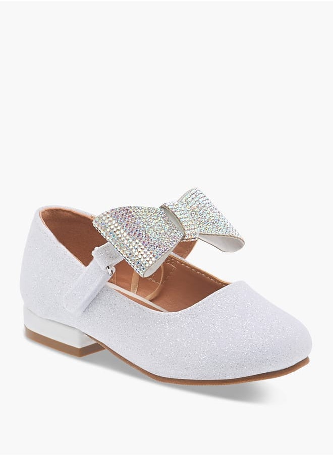 Flora Bella By Shoexpress Girls Floral Bella Bow Embellished Ballerina Shoes with Hook and Loop Closure Ramadan Collection  - Image 2