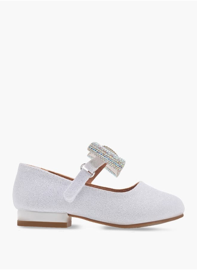 Flora Bella By Shoexpress Girls Floral Bella Bow Embellished Ballerina Shoes with Hook and Loop Closure Ramadan Collection  - Image 3