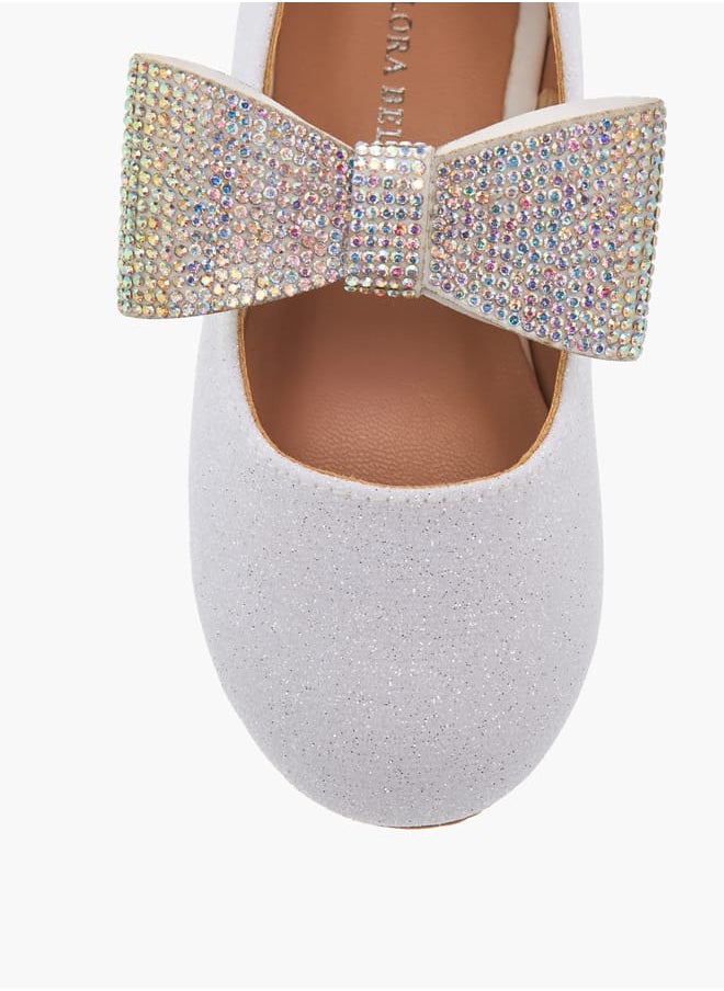 Flora Bella By Shoexpress Girls Floral Bella Bow Embellished Ballerina Shoes with Hook and Loop Closure Ramadan Collection  - Image 4