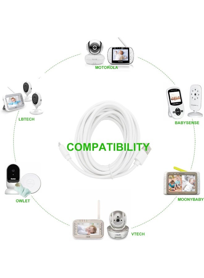 PDEEY كابل مراقبة الأطفال PDEEY، بديل لـ LBTech، Owlet، Infant Optics، eufy، Moonybaby، VAVA - كابل شاحن Micro USB بطول 13 قدم - Image 3