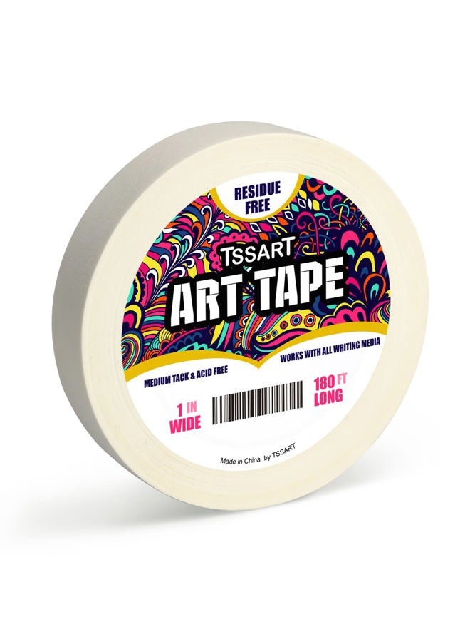 TSSART White Art Ribbon, Artist Masking Tape Medium Tape for Art Crafting, Watercolor Painting, Canvas Frame, Acid Free, 1 Inch Wide, 180 Feet Long - Image 1