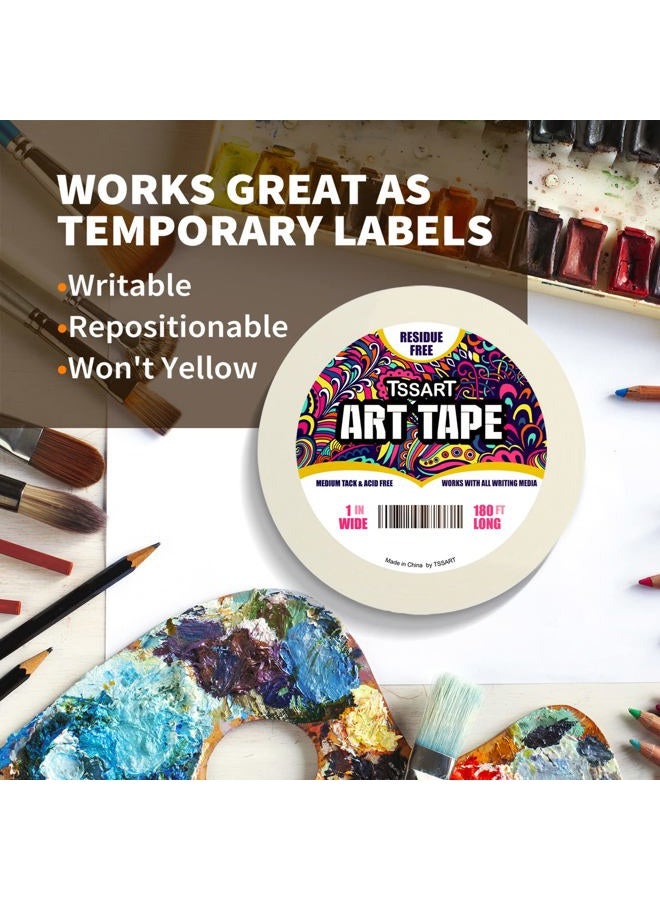 TSSART White Art Ribbon, Artist Masking Tape Medium Tape for Art Crafting, Watercolor Painting, Canvas Frame, Acid Free, 1 Inch Wide, 180 Feet Long - Image 4