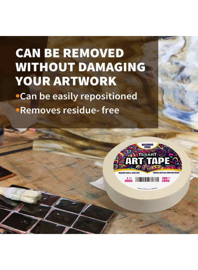 TSSART White Art Ribbon, Artist Masking Tape Medium Tape for Art Crafting, Watercolor Painting, Canvas Frame, Acid Free, 1 Inch Wide, 180 Feet Long - Image 3