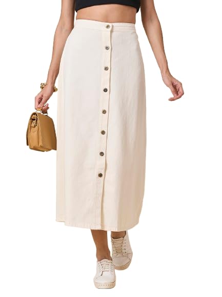 Style Quotient Women Off White A-Line Skirt - Image 1