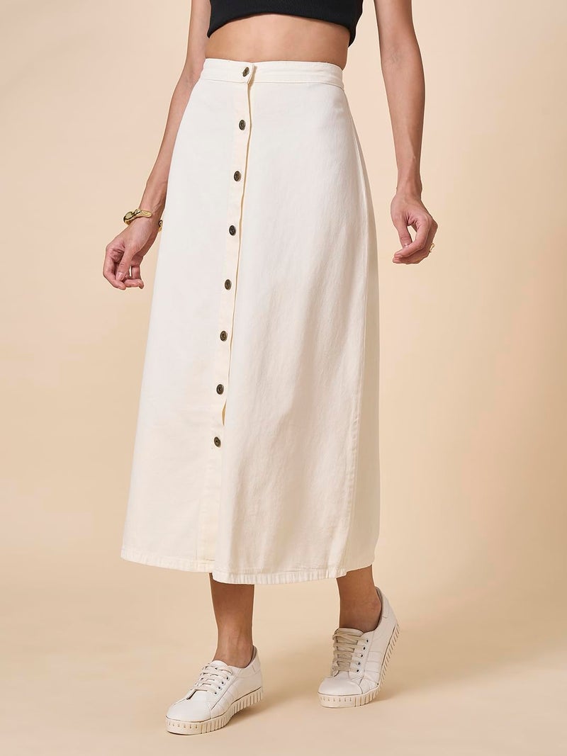 Style Quotient Women Off White A-Line Skirt - Image 3