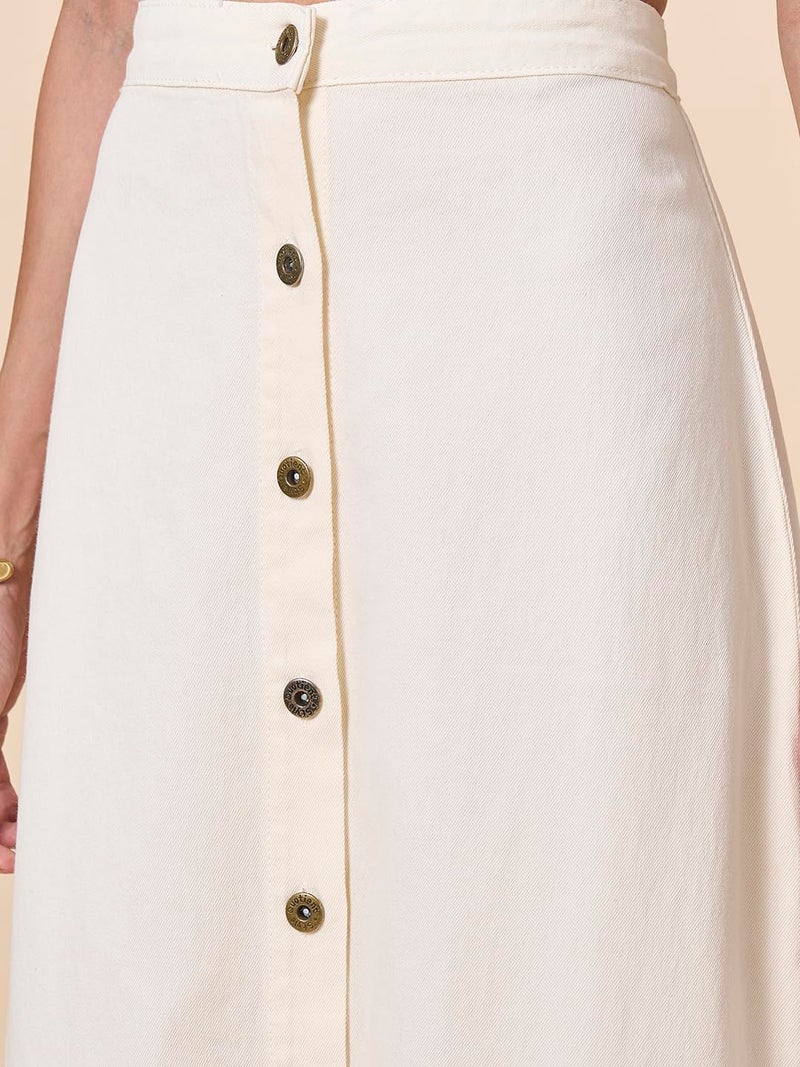 Style Quotient Women Off White A-Line Skirt - Image 2