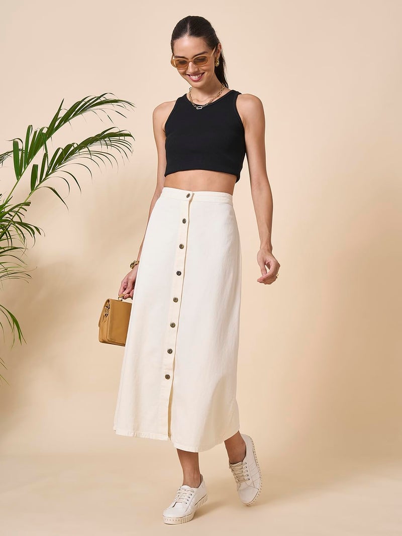 Style Quotient Women Off White A-Line Skirt - Image 5