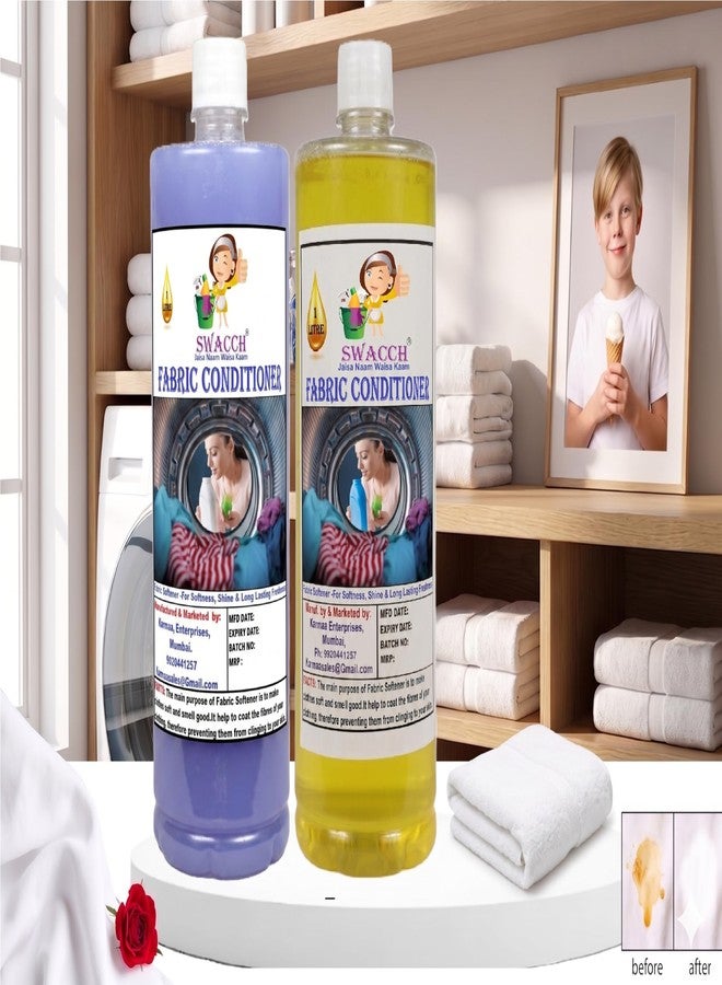 swacch Fabric Conditioner Lavender & Lemon I Shine and Softens Clothes, Long-Lasting Freshness 1 Litre Combo Pack of 2 - Image 2