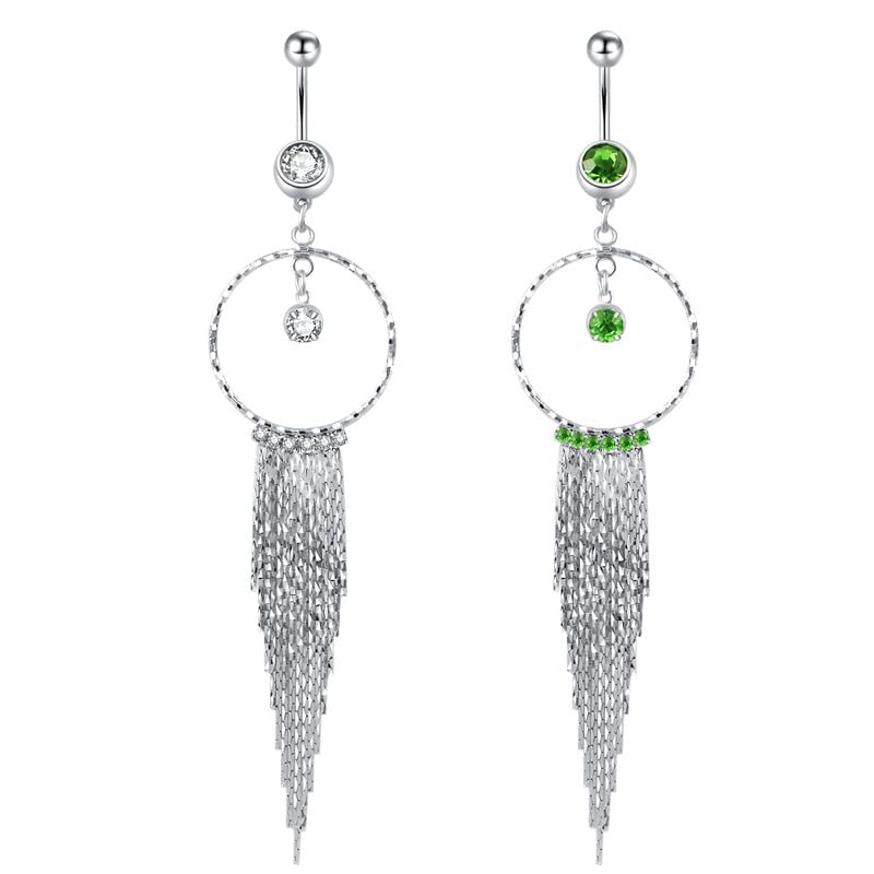 Mastyle ® Long Tassel Round Belly Button Ring | Stainless Steel Body Piercing Jewelry for Women & Girls - Image 2