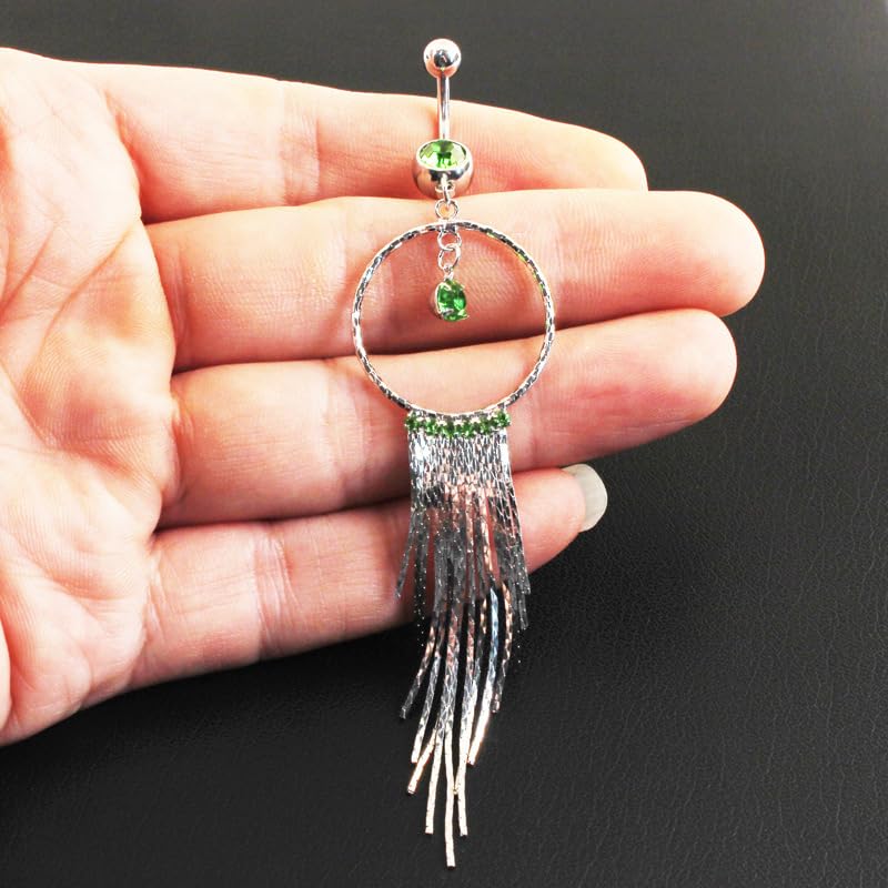 Mastyle ® Long Tassel Round Belly Button Ring | Stainless Steel Body Piercing Jewelry for Women & Girls - Image 3