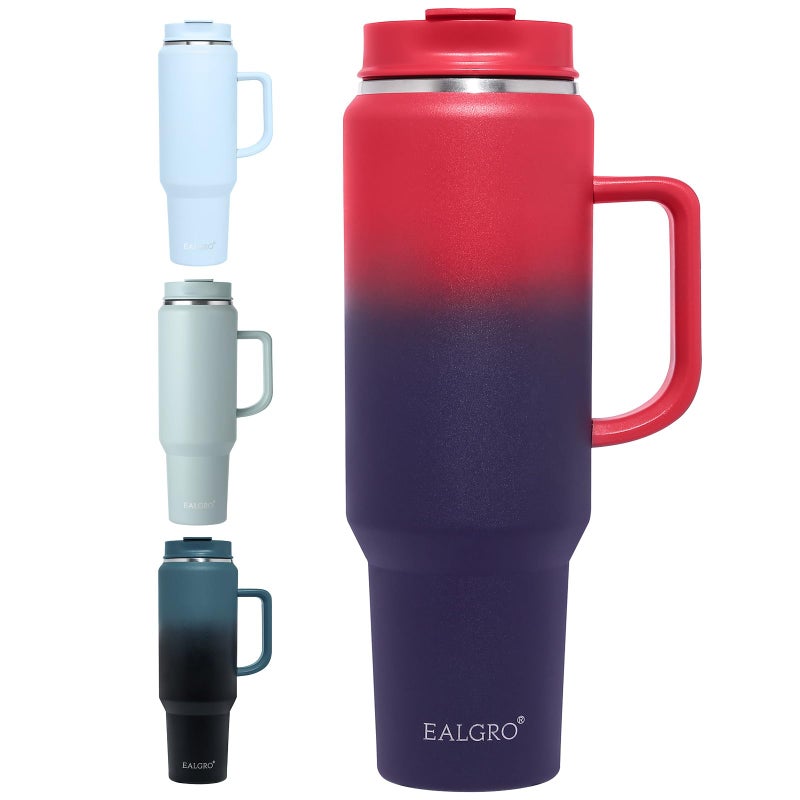 EALGRO EALGRO 50 oz Tumbler with Handle  Insulated Tumblers with Lid and Straw  Large Metal Sports Water Bottle Jug  Thermal Stainless Steel Travel Coffee Mug Cup  Dark Rainbow - Image 1