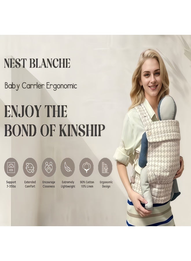 Adjustable Multifunction Baby Carrier With Dual Shoulder Support Khaki Houndstooth - Image 2
