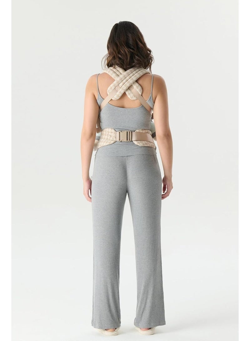 Adjustable Multifunction Baby Carrier With Dual Shoulder Support Khaki Houndstooth - Image 4