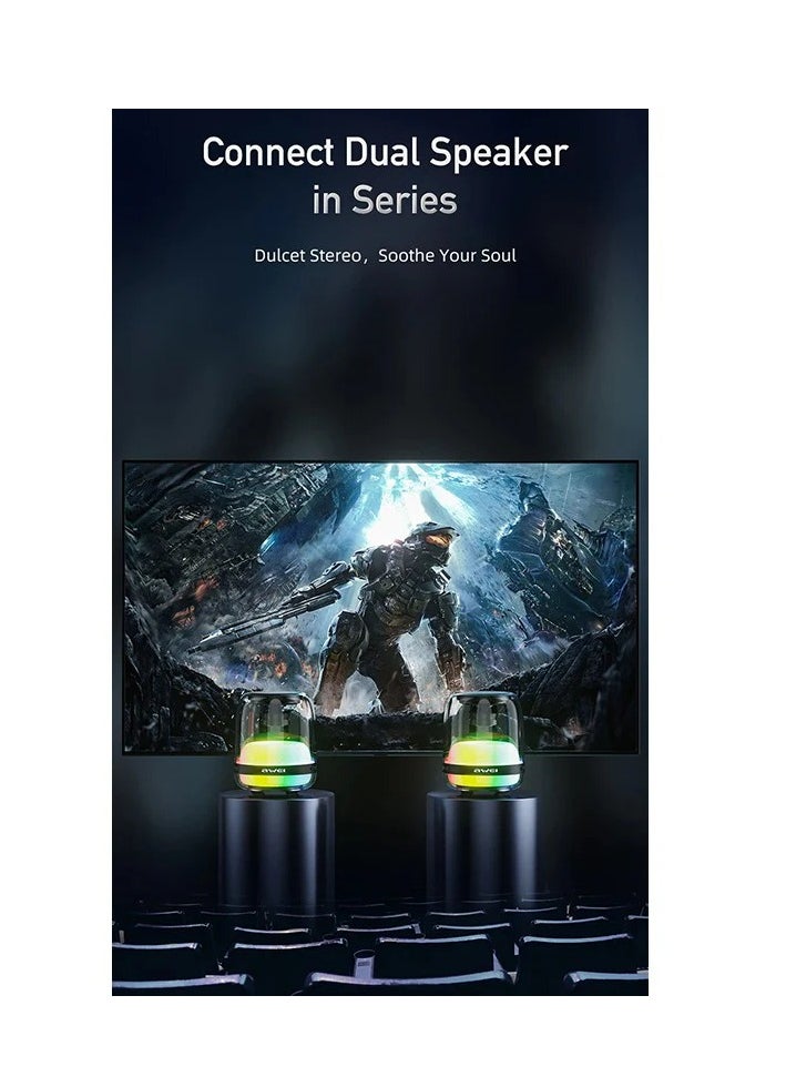 Awei - Awei Y386 Portable Speakers Waterproof And Colorful LED Light - Black - Image 1