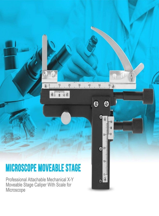 Heayzoki Microscope Moveable Stage,Professional Attachable Mechanical X-Y Moveable Stage Caliper with Scale,Microscope Accessories Movable Caliper Ruler,for Microscope,Great Replacement - Image 2