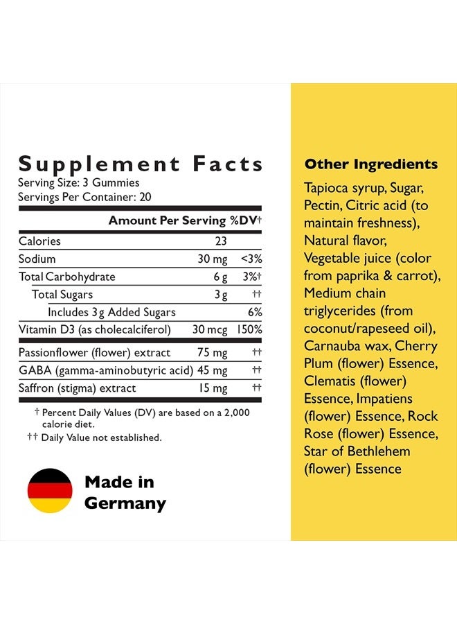 RESCUE Bach Plus Mood & Stress Support Gummies, Daytime Dietary Supplement with Passionflower, GABA, Saffron & Vitamin D, Natural Orange Flavor, Vegan & Gluten-Free, 60 Count  - Image 3
