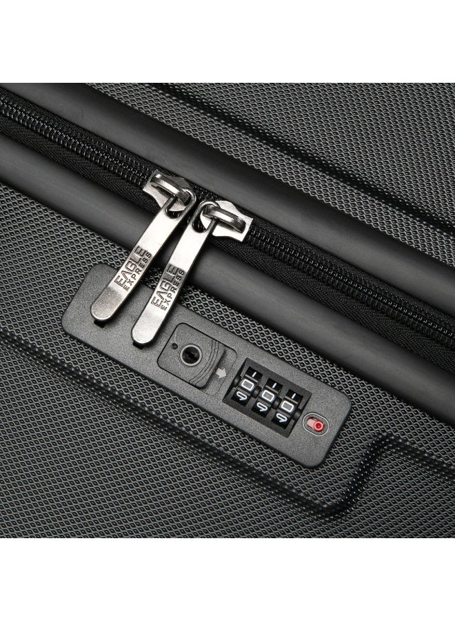 Eagle Express Fusion ABS Hard Trolley Luggage - 24 inch - Black - Scratch-Resistant - Free Protective Cover - 1-Year Warranty - Image 3