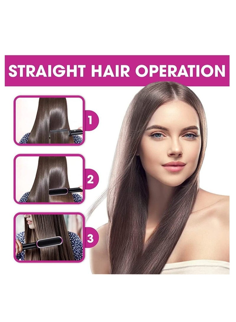 Hair straightener brush Electric Hot Comb Multifunctional Straight Hair Straightener Comb Negative Ion Anti-Scalding Styling Tool Straightening Brush (Red) - Image 5