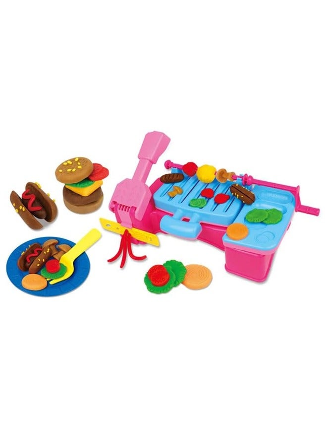 بيبي مجموعة عجينة اللعب للأطفال من بايبي، إبداعات المطبخ، عجينة اللعب، الطبخ بالخارج، الطعام المشوي، البرجر، البيتزا، الإفطار، إبداعية، قالب عجينة الطين، مجموعة ألعاب الشواء للفتيات والفتيان