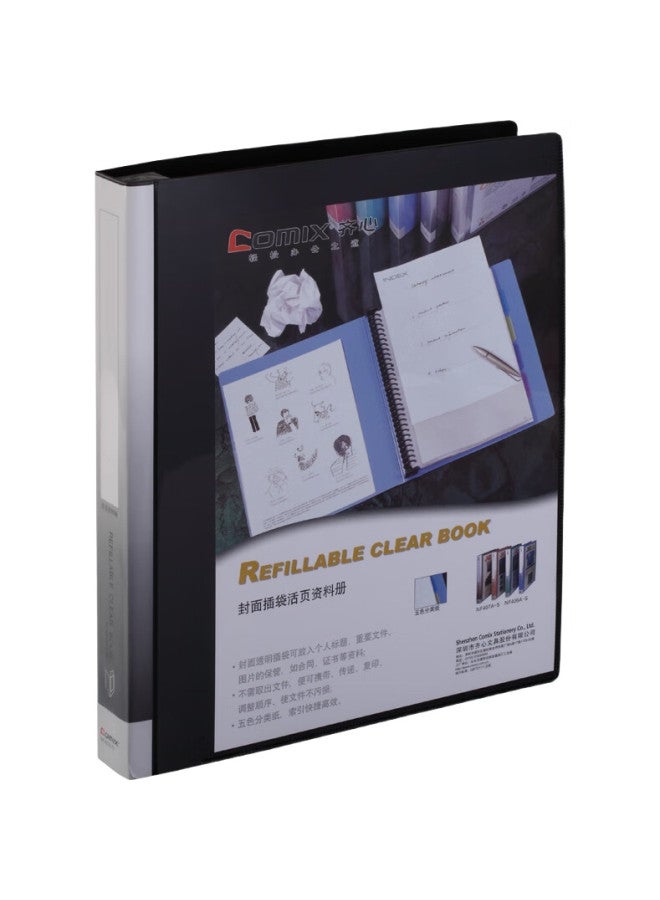 Comix Nf407A-S Loose-Leaf Binder, A4 Size, 40 Pages, 30 Rings, Plastic Cover, Black - Image 3