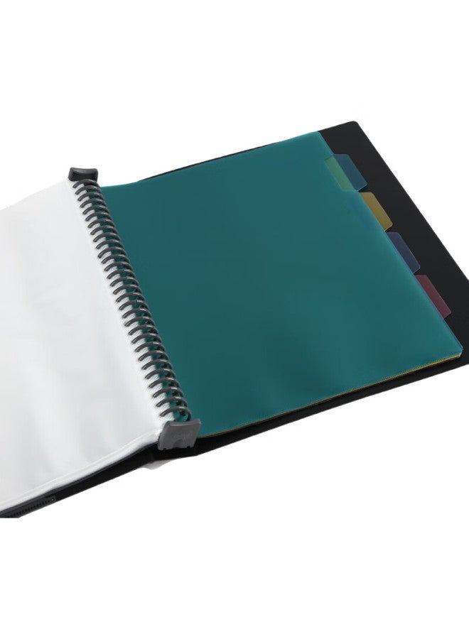 Comix Nf407A-S Loose-Leaf Binder, A4 Size, 40 Pages, 30 Rings, Plastic Cover, Black - Image 2