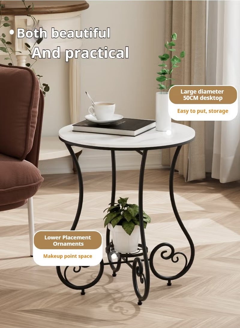 Sharpdo Side Table, Round Side Table, Rock Slab Table With Metal Frame, Coffee Table, Bedside Table, Suitable for Living Room, Bedroom, Indoor and Outdoor Use - Image 2