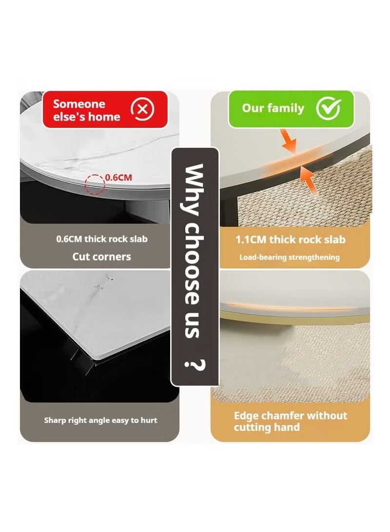 Sharpdo Side Table, Round Side Table, Rock Slab Table With Metal Frame, Coffee Table, Bedside Table, Suitable for Living Room, Bedroom, Indoor and Outdoor Use - Image 4