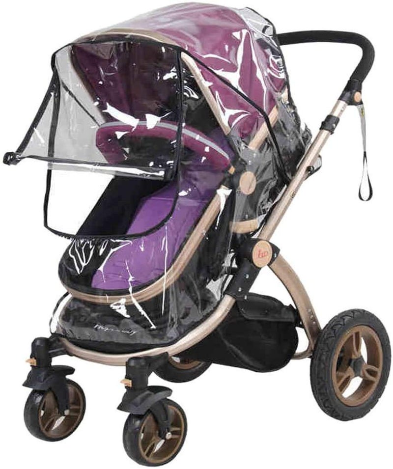 Fakeface Universal Stroller Raincover, Upgraded Rainproof Dustproof Windproof Pushchair Stroller Buggy Pram Large Throw Over Rain Cover with Canopy and Zipper Door Universal for Hundrends of Carrycots and Traditional Prams (Style A) - Image 1