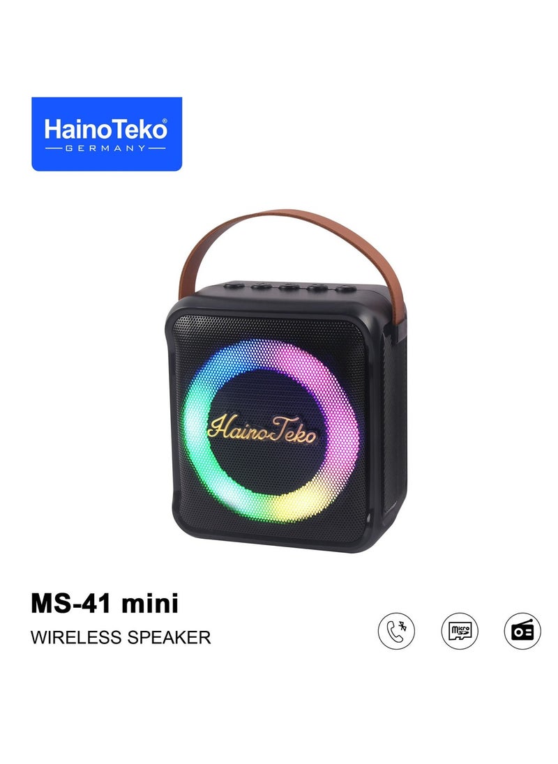 Haino Teko Haino Teko Germany MS 41 Mini Wireless Bluetooth Portable Speaker with Mic Black  - Image 2