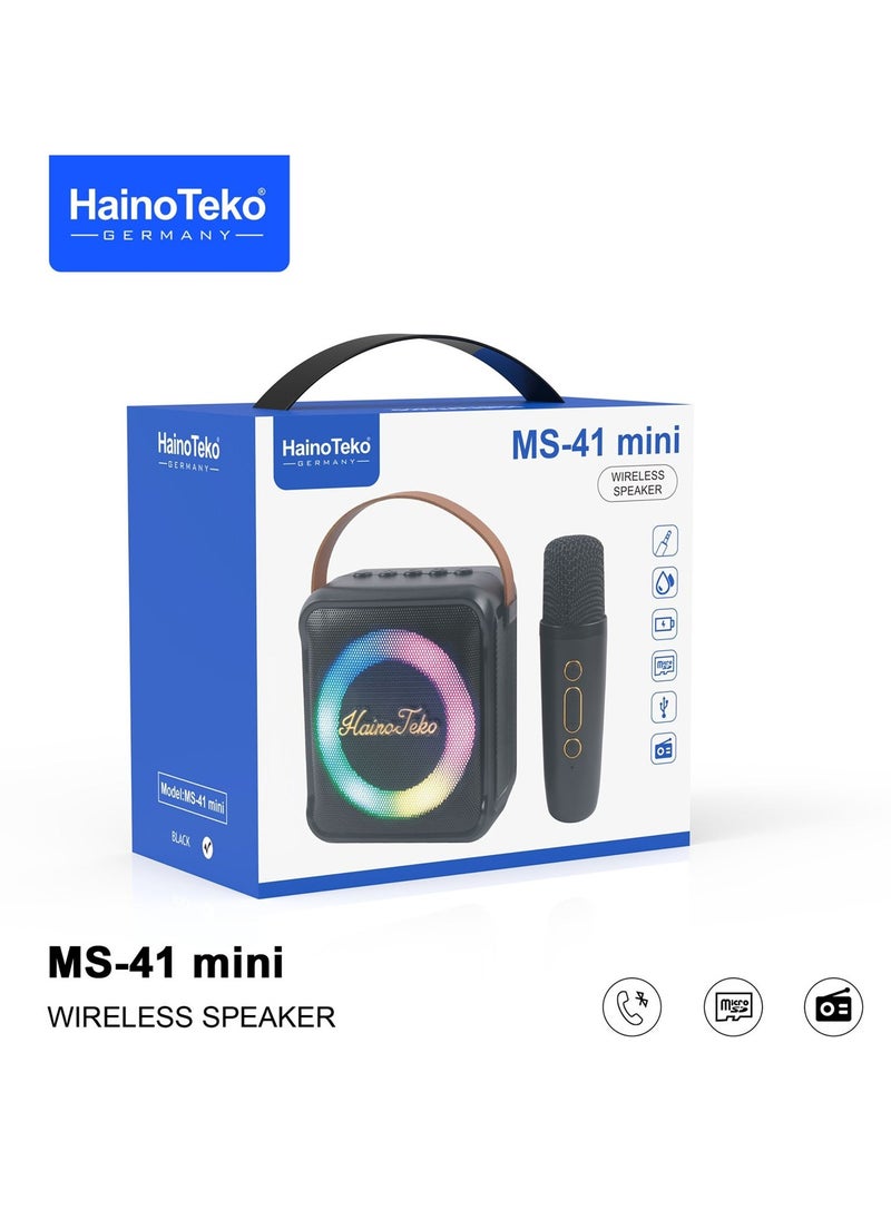 Haino Teko Haino Teko Germany MS 41 Mini Wireless Bluetooth Portable Speaker with Mic Black  - Image 5