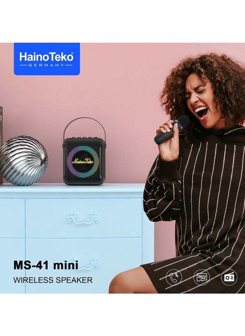 Haino Teko Haino Teko Germany MS 41 Mini Wireless Bluetooth Portable Speaker with Mic Black  - Image 4