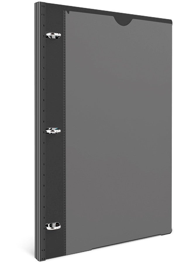 INFUN Telescoping 3 Ring Binder -1PCS-Black, Flexible Round Binder with Customizable Front Cover and Clear Catalog Pocket, 0.75 Inch Rings, Holds 160 Sheets 8.5x11 inch Paper - Image 1
