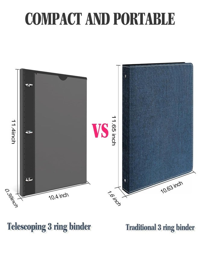 INFUN Telescoping 3 Ring Binder -1PCS-Black, Flexible Round Binder with Customizable Front Cover and Clear Catalog Pocket, 0.75 Inch Rings, Holds 160 Sheets 8.5x11 inch Paper - Image 3