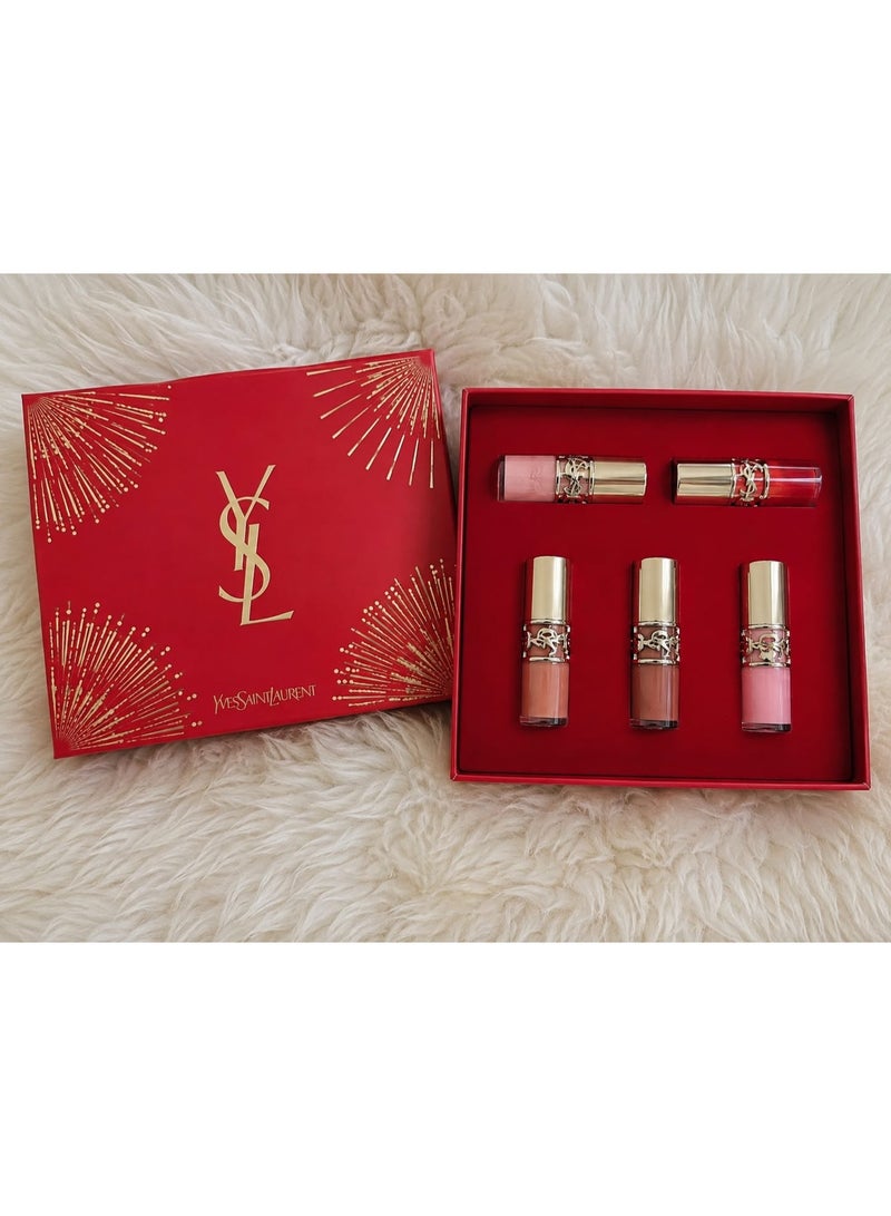 Yves Saint Laurent YSL Mini Lip Gift Set – 5 Pieces, Shades 02, 03, 04, 05 & 07, 3ml Each - Image 1