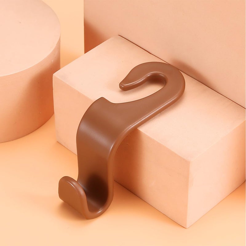 Hanemia 4PCS Car Back Seat Headrest Hooks, Rear Car Seat Storage Headrest Hanger Holder Hooks Organizer, Universal Auto Interior Accessories for Bag Purse Handbag Cloth Coats Grocery (Brown) - Image 2
