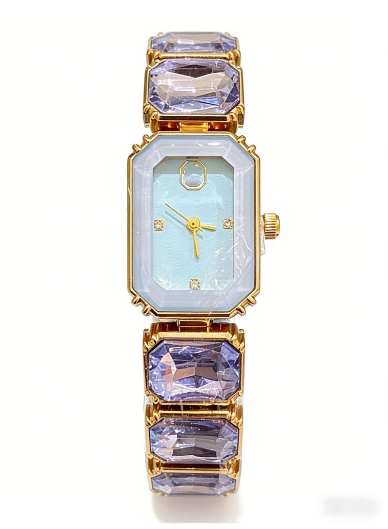 Swarovski Millenia Octagon Crystal Watch - Light Blue & Purple Gold-Tone Ladies' Quartz Wristwatch (Model: 5729722) - Image 1