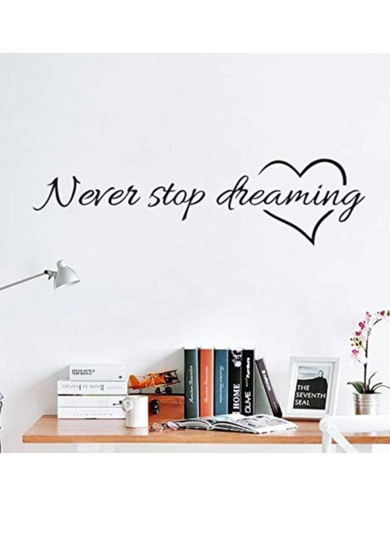 erorex Never stop dreaming wall sticker inspirational quotes wall art bedroom decorative stickers diy home decals mural art poster  - Image 1