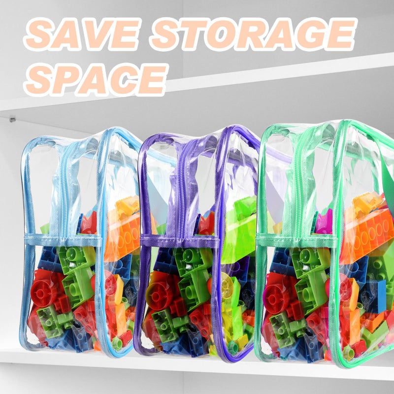 MBJZSL 18 Packs Large Toy Storage Bags With Labels  6 Colors Clear Pvc Toy Storage Organizer With Zipper  Waterproof Reuseful Clear Organizer Bags For Building Blocks  Puzzles  Kids Books  Board Game - Image 5
