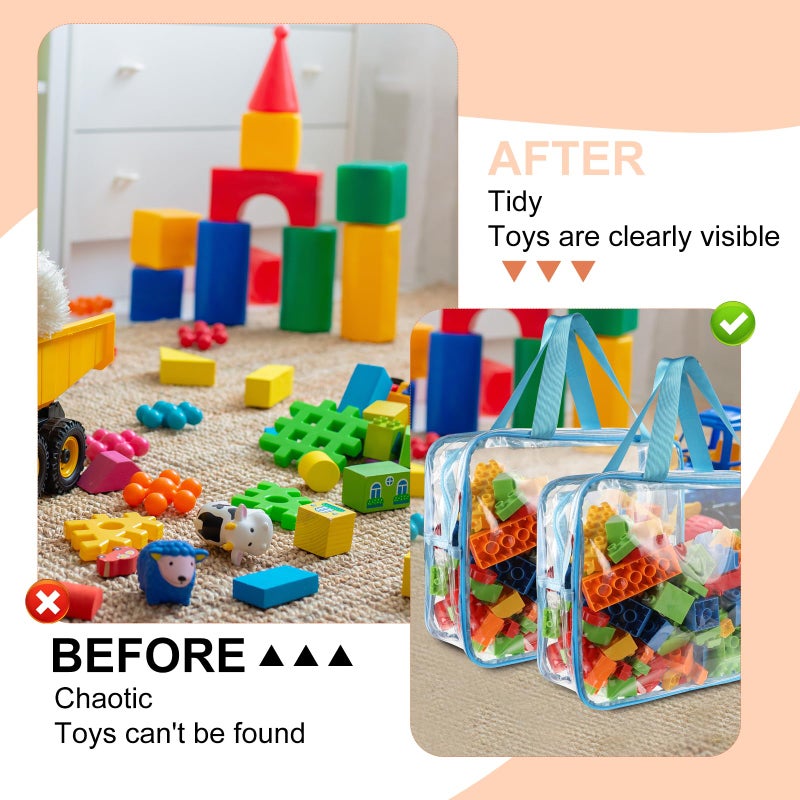 MBJZSL 18 Packs Large Toy Storage Bags With Labels  6 Colors Clear Pvc Toy Storage Organizer With Zipper  Waterproof Reuseful Clear Organizer Bags For Building Blocks  Puzzles  Kids Books  Board Game - Image 4