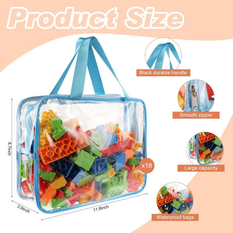 MBJZSL 18 Packs Large Toy Storage Bags With Labels  6 Colors Clear Pvc Toy Storage Organizer With Zipper  Waterproof Reuseful Clear Organizer Bags For Building Blocks  Puzzles  Kids Books  Board Game - Image 2