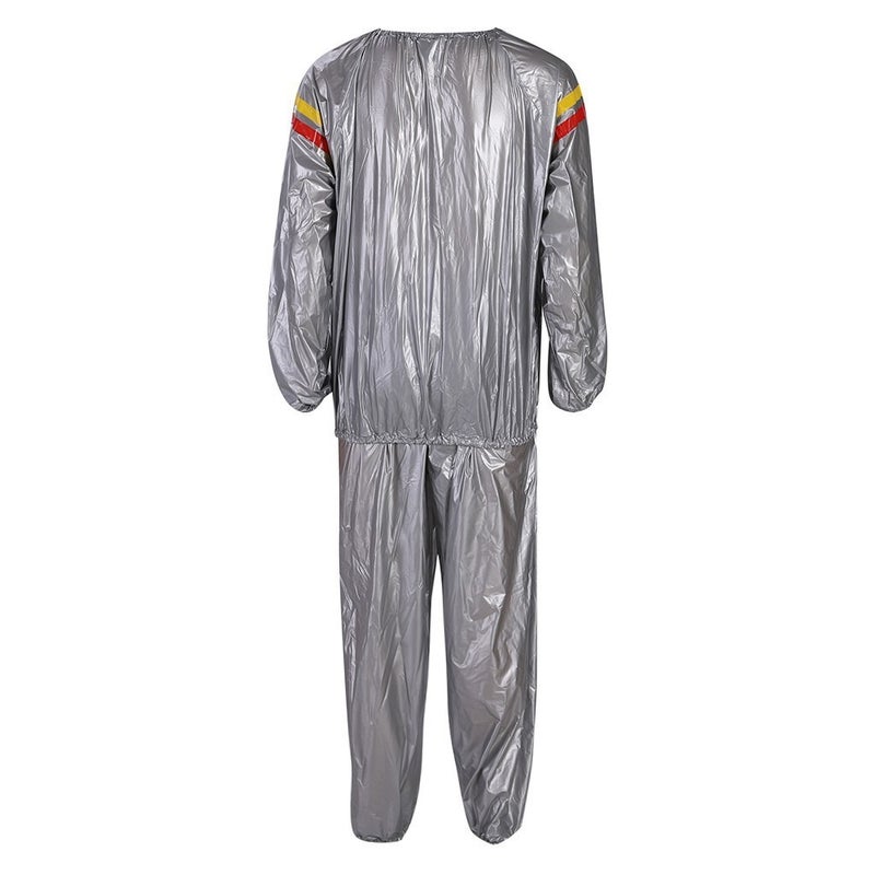 Generic Silver Sauna Suit Lightweight High-Density PVC Striped silver gray